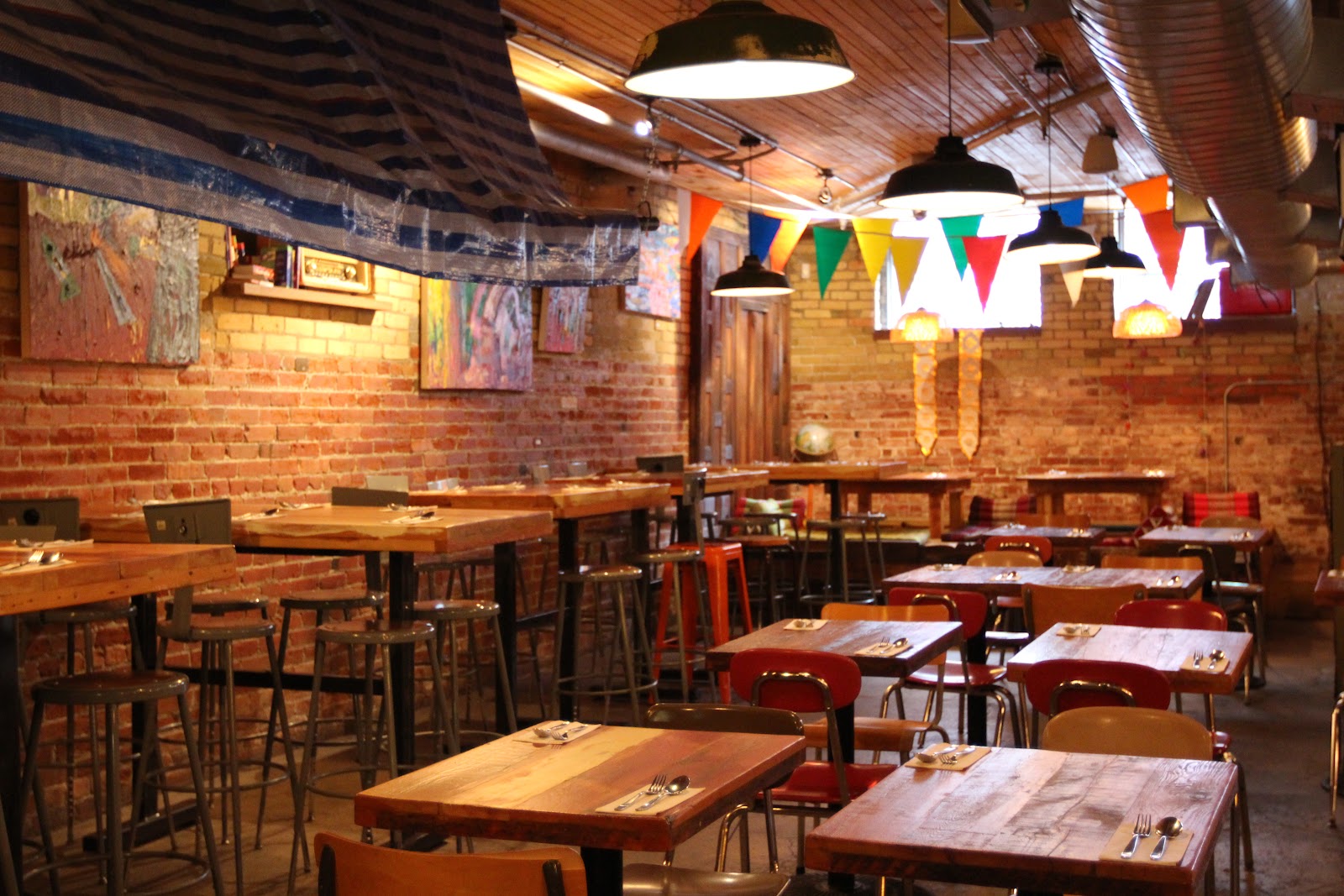 The energetic basement dining room at PAI.