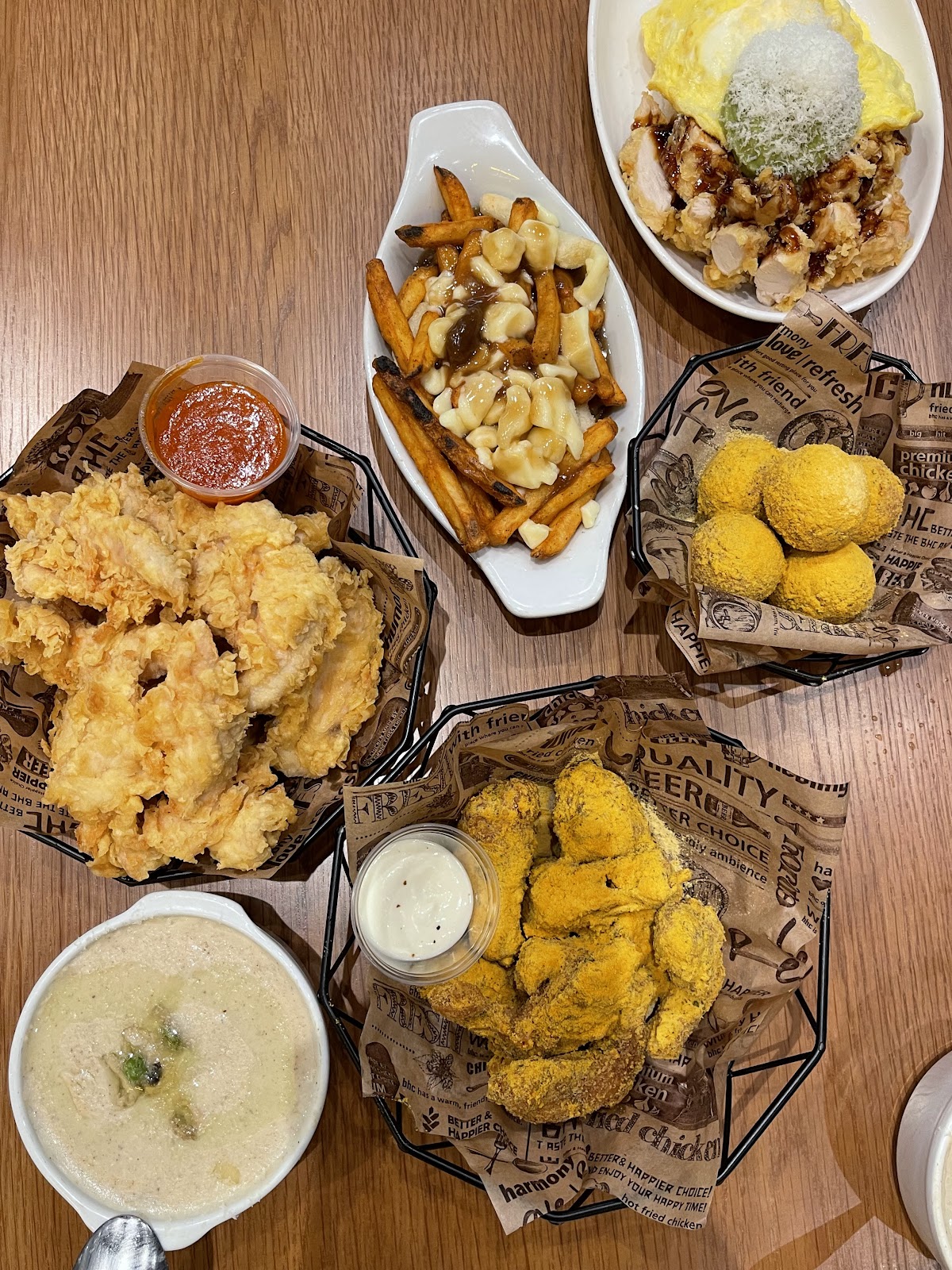 Close-up of BHC fried chicken pieces