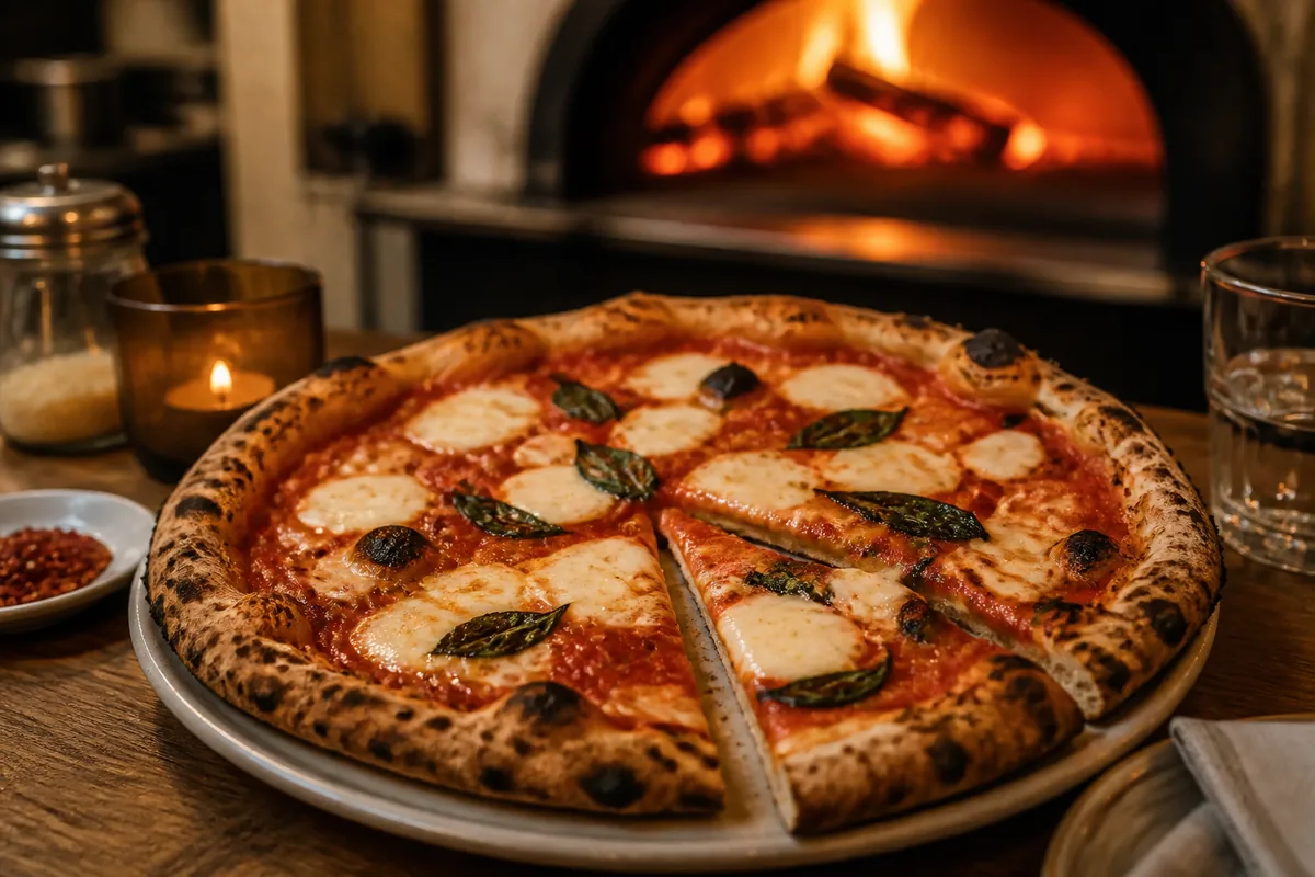 Wood-fired pizza at a Toronto pizzeria