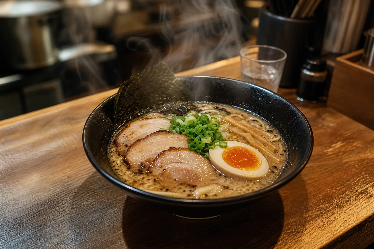 Steaming bowl of ramen at a Toronto noodle bar